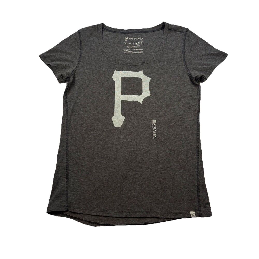 Pittsburgh Pirates Womens Scoop Neck T Shirt Medium Gray Short Sleeve ‘47